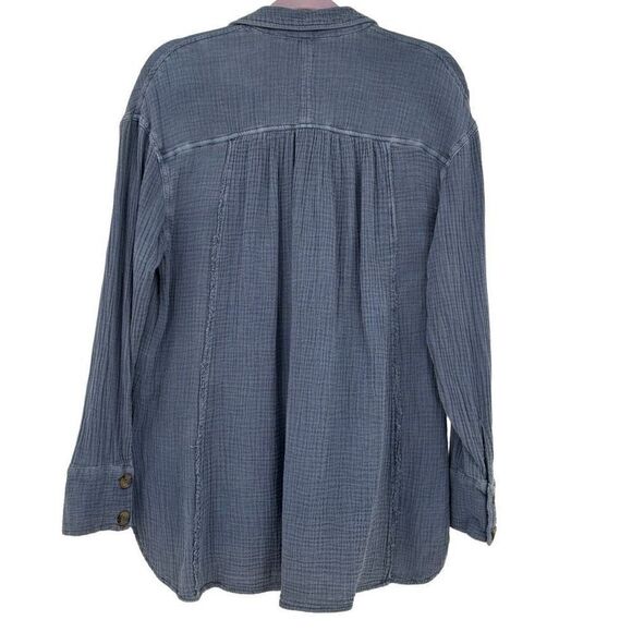 Free‎ People All About The Feels Button Blouse Blue Small - Picture 9 of 9
